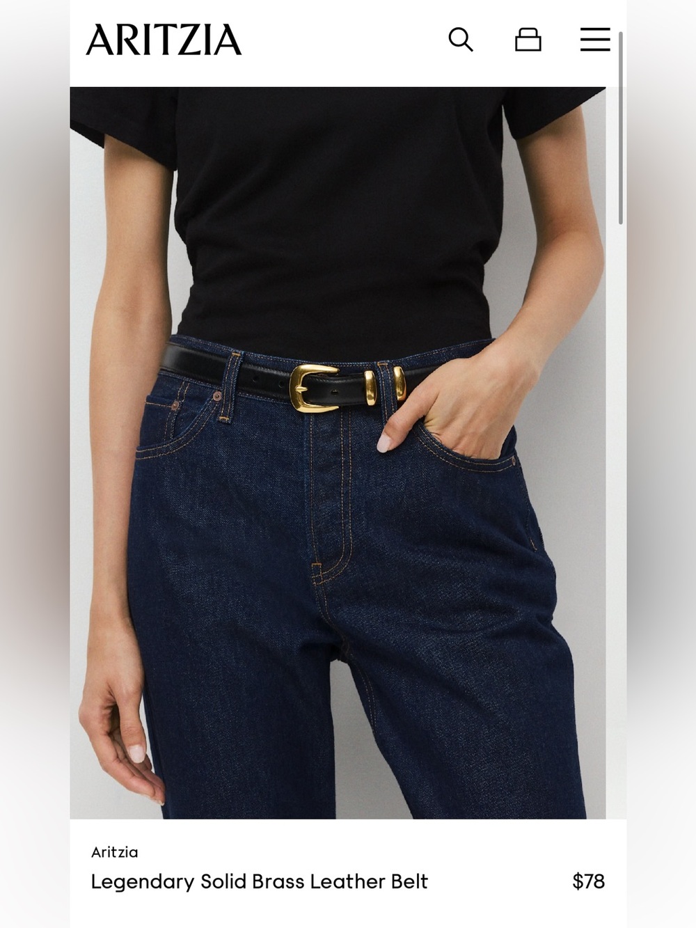 Aritzia solid brass golden belt